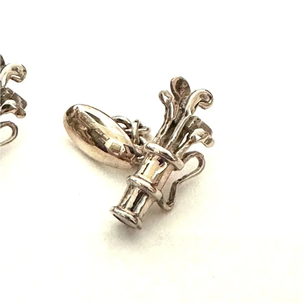 Golf Bag & Clubs Sterling Silver Cufflinks